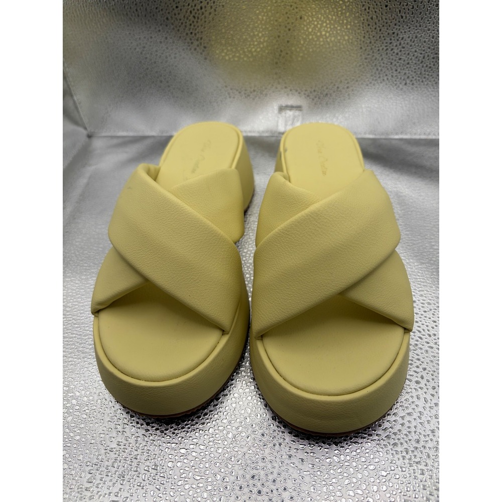 Vera Creation‎ Womens Yellow Padded Criss Cross Platform Slide Sandals Size 6